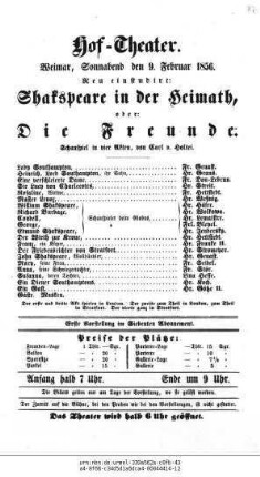 Shakspeare in der Heimath, oder: Die Freunde