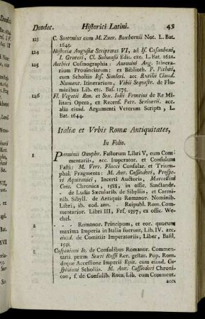 Italiæ et Vrbis Romæ Antiquitates. - Historia Augusta.
