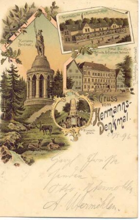 Hermannsdenkmal. Detmold. Hiddesen. Ansichtskarte - Lithografie