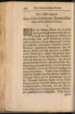 Das eilffte Capitel: Von denen besonderen Artzney-Mitteln und derselben Historiae