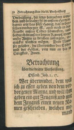 Betrachtung über die dritte Verheissung