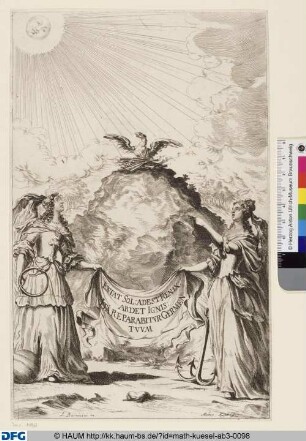 'Il fuoco eterno', Titelblatt: Phoenix mit Spes und Aeternitas
