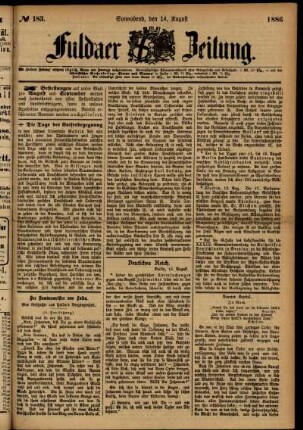 Ausgabe vom Samstag, den 14. August 1886.