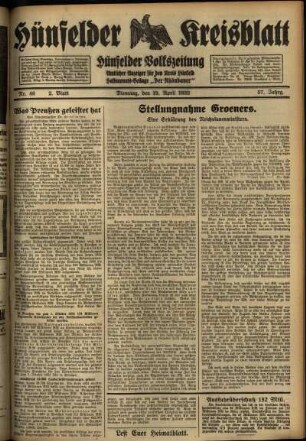 Zweite Ausgabe vom Dienstag, den 19. April 1932.