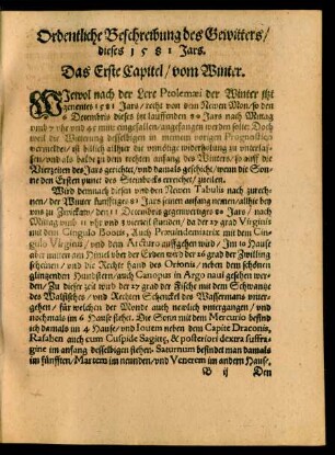 Ordentliche Beschreibung des Gewitters/ dieses 1581 Jars.