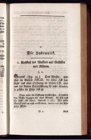 V. Die Hydraulik.