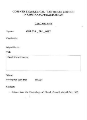 Church Council Meeting