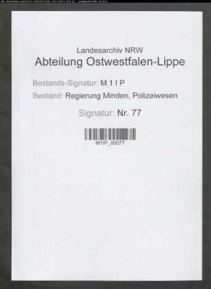Polizeiverwaltung Herford, Band 1