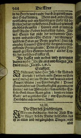 XLIII. Die Ehre deß Friedfertigen.