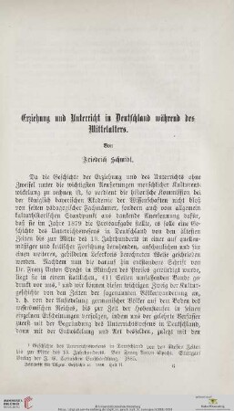 Erziehung und Unterricht in Deutschland während des Mittelalters