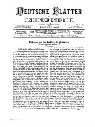 Nietzsche und das Problem der Erziehung : (Fortsetzung)