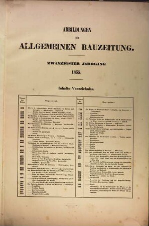 Allgemeine Bauzeitung  : mit Abbildungen ; österreichische Vierteljahrschrift für den öffentlichen Baudienst, 20. 1855