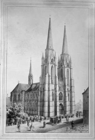 Ansicht der Westfassade von der Elisabethkirche in Marburg