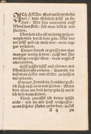 ACH HERre Gott mich treybt die || not/ dein Göttlich hilff zu su=||chen/