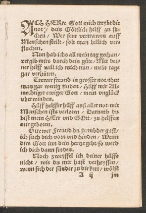 ACH HERre Gott mich treybt die || not/ dein Göttlich hilff zu su=||chen/