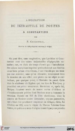Sér. 2: L' inscription du Tétrastyle de potitus à Constantine