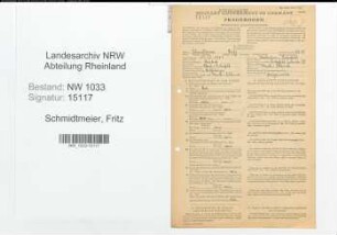 Entnazifizierung Fritz Schmidtmeier , geb. 11.12.1921 (Maschinenschlosser)