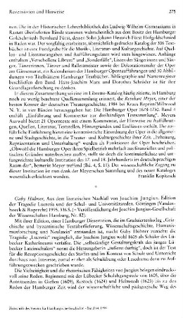 Jungius, Joachim :: Aus dem literarischen Nachlaß von Joachim Jungius, Edition der Tragödie Lucretia und der Schul- und Universitätsreden, von Gaby Hübner, (Veröffentlichung der Joachim-Jungius-Gesellschaft der Wissenschaften, 82) : Göttingen, Vandenhoeck & Ruprecht, 1995