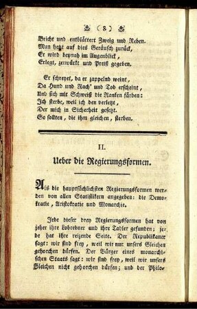 II. Ueber die Regierungsformen.