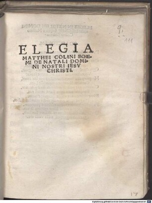 Elegia de natali Domini nostri Jesu Christi