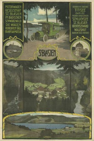 St. Blasien. Motorwagen Gesellschaft. Titisee, Schluchsee, St. Blasien im badischen Schwarzwald