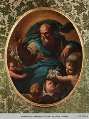 Gottvater mit Segensgestus, umgeben von Engeln