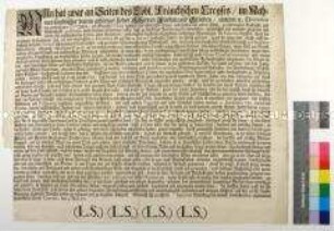Mandat der Fürsten und Stände des Fränkischen Reichskreises gegen Zigeuner und Bettler