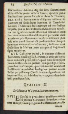 Quaestio II. De Materia & Forma Sacramentorum.