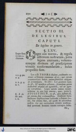 Sectio III. De Legibus.