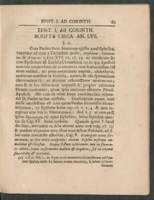 Epist. I. Ad Corinth. Scripta Circa An. LVII. [§. 9. - 19.]
