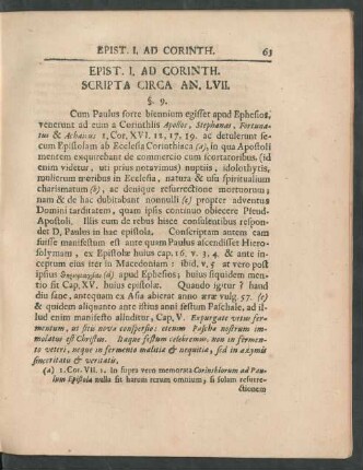 Epist. I. Ad Corinth. Scripta Circa An. LVII. [§. 9. - 19.]