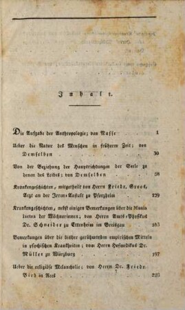 Zeitschrift für die Anthropologie. 1823,1, 1823, [1] = 1. und 2. Vierteljahrsheft