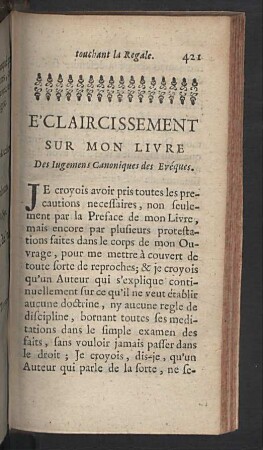 E'Claircissement sur mon livre
