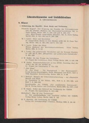 Literaturhinweise und Lichtbildreihen