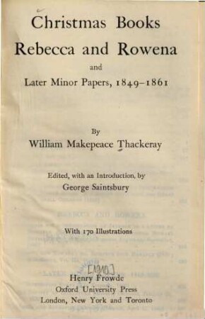 The Oxford Thackeray, 10. Christmas books