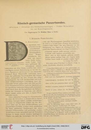 4: Römisch-germanische Panzerhemden, [1] : Altertum - Zeitalter der Völkerwanderungen - Frühes Mittelalter bis zur Karolingerzeit