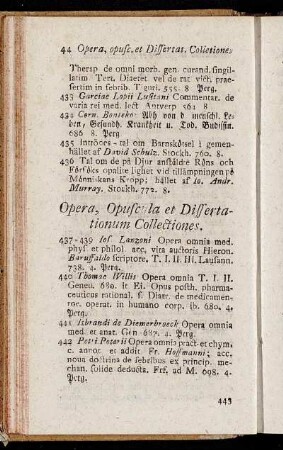 Opera, Opuscula et Dissertationum Collectiones.