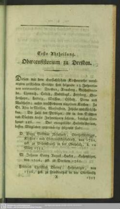 I. Oberconsistorium zu Dresden