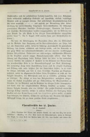 Charakteristik des hl. Paulus : (Schluß)
