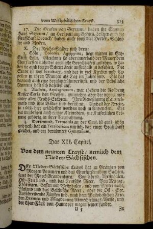 Das XII. Capitel. Von dem neunten Crayse/ nemlich dem Nieder-Sächsischen.