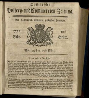 12tes Stueck, Montag den 23ten Maerz 1772