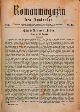 Roman-Magazin des Auslandes : enthaltend die besten Romane des Auslandes in guten Übersetzungen. 1875, Bd. 3