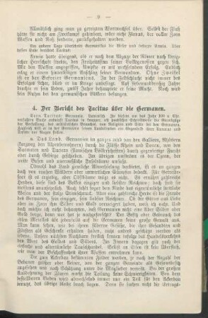 4. Der Bericht des Tacitus über die Germanen.