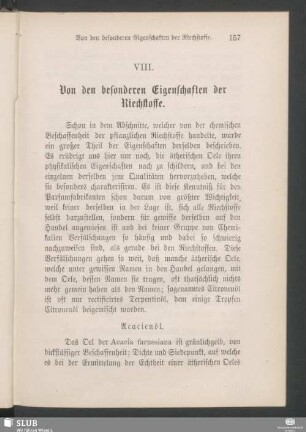 VIII. Von den besonderen Eigenschaften der Riechstoffe