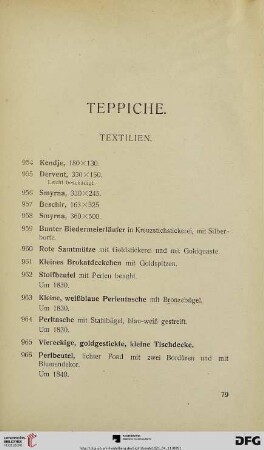Teppiche, Diverse, Gerahmte Stiche (Nr. 954-1016)
