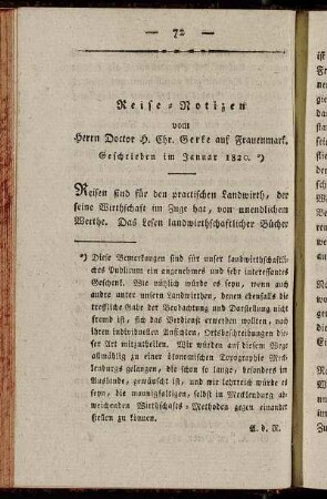 Reise-Notizen [...] Geschrieben im Jannar 1820