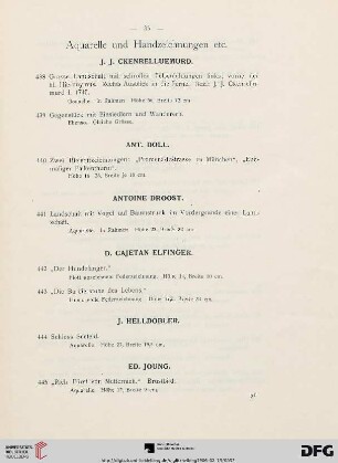 Aquarelle und Handzeichnungen etc. (Nr. 438-501a)