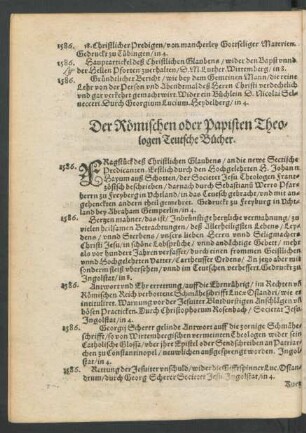 Der Römischen oder Papisten Theologen Teutsche Bücher.