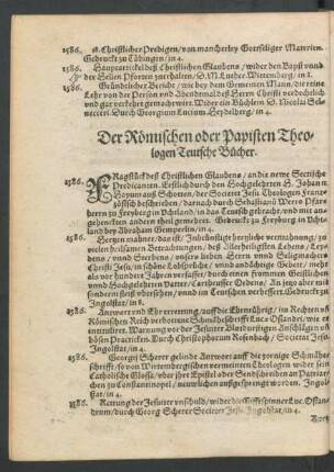 Der Römischen oder Papisten Theologen Teutsche Bücher.