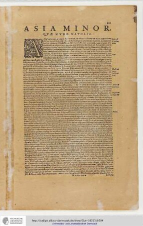 Asia Minor, quae nunc Natolia